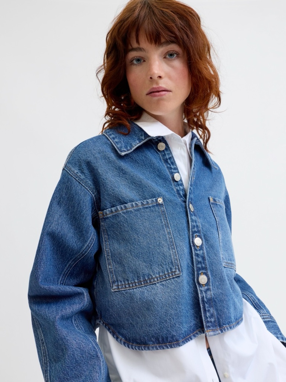 HM Classic Cropped Blue Denim Jacket